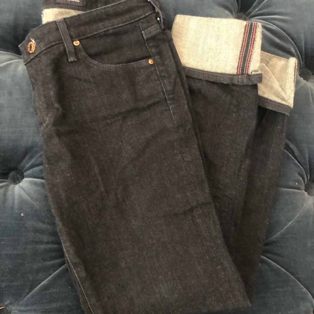 Ag Adriano Goldschmied Dark Indigo Stevie Cuff Slim Straight Leg Ankle Jeans 28